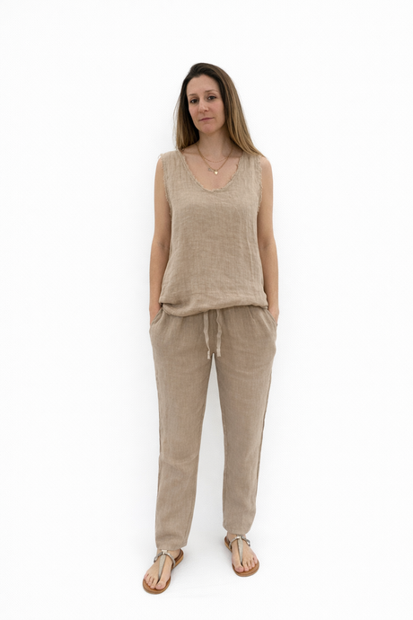 Canotta in lino beige – Carlotta Neri