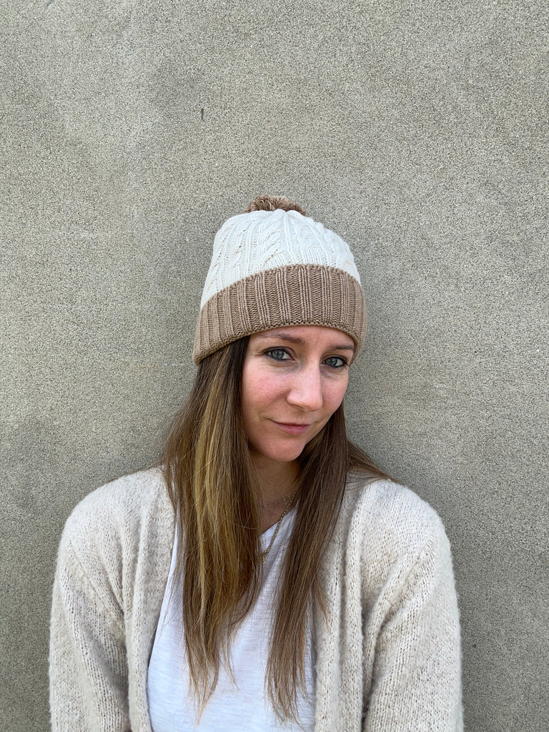 berretto bicolor cashmere lana carlotta neri made in italy panna beige