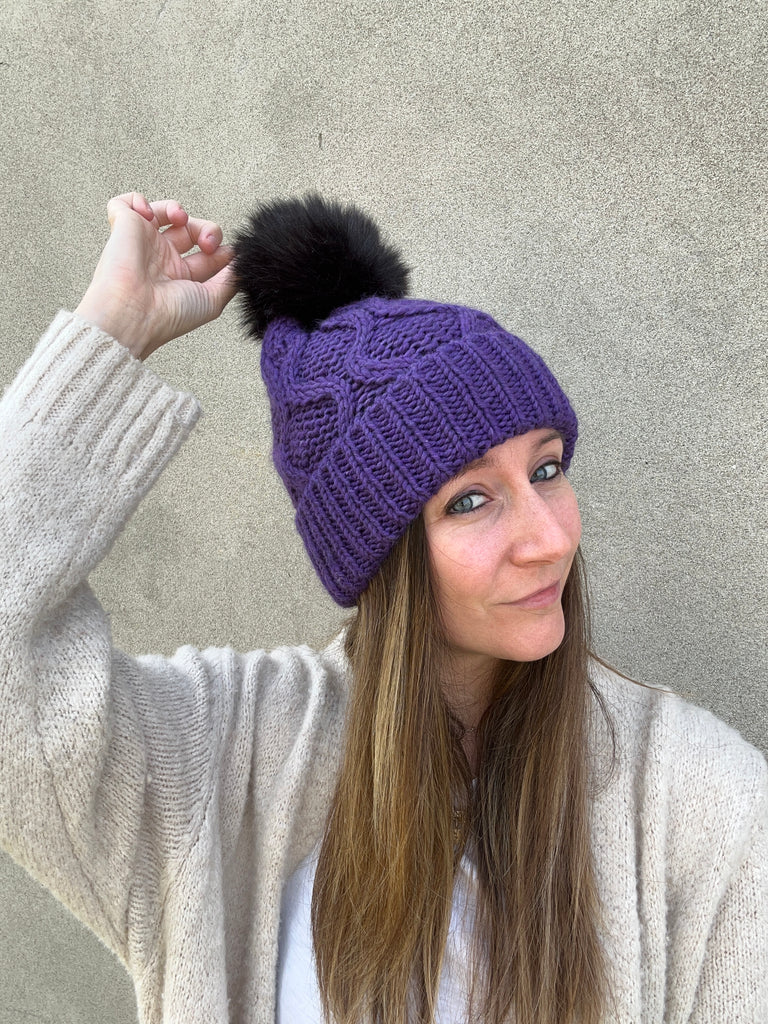 berretto lavorato lana made in italy carlotta neri viola