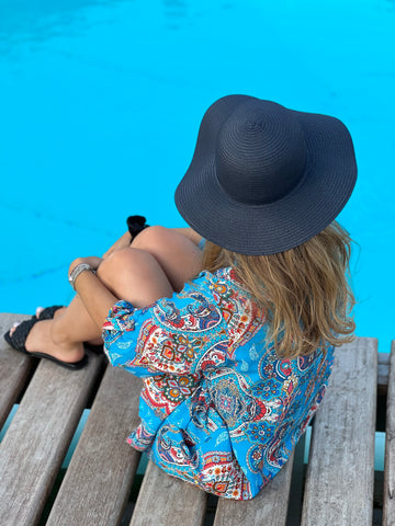 cappello a falda larga made in italy carlotta neri blu