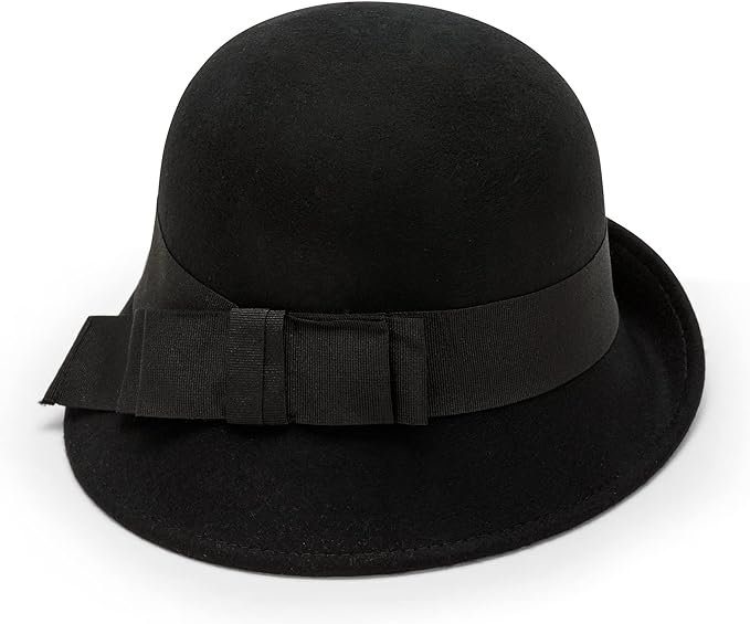 cappello falda con fiocco lana carlotta neri made in italy