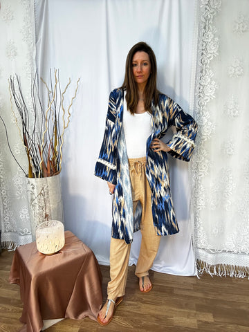 cardigan kimono carlotta neri made in italy blu