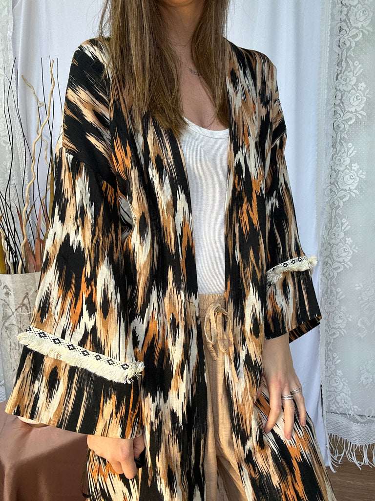 cardigan kimono carlotta neri made in italy bruciato