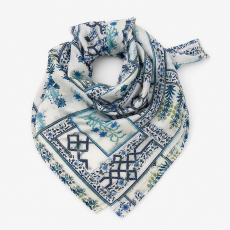 foulard fantasia azzurra cotone carlotta neri handmade