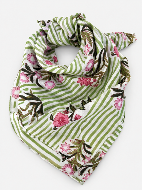 foulard rigato verde carlotta neri made in italy