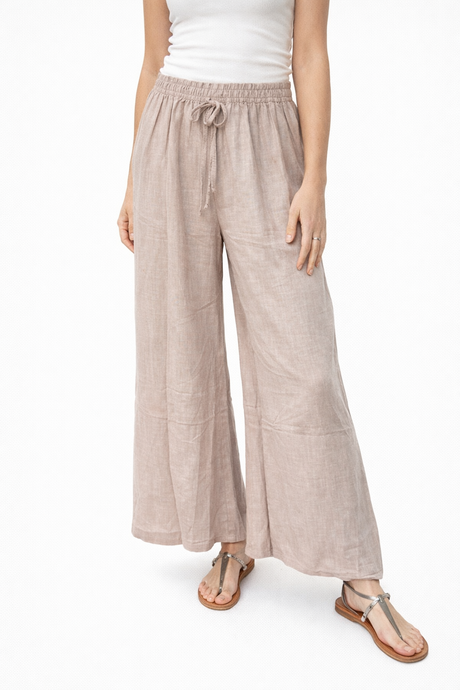 pantalone a palazzo misto lino carlotta neri beige