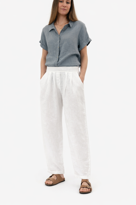 Pantalone balloon in lino bianco – Carlotta Neri