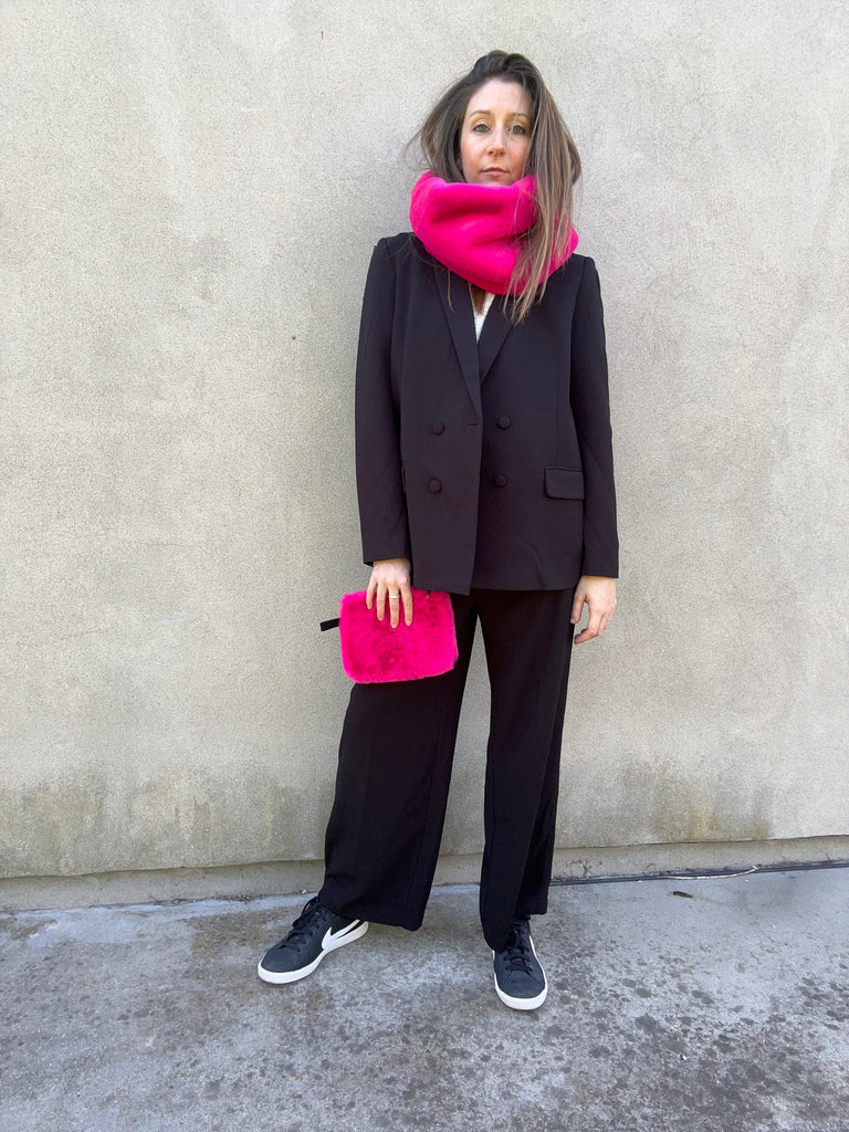 pochette pelo sintetico fuxia carlotta neri made in italy