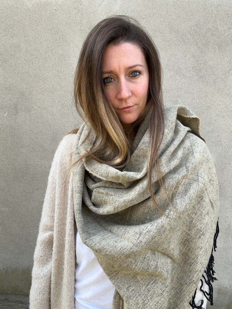 stola cotone lana carlotta neri beige