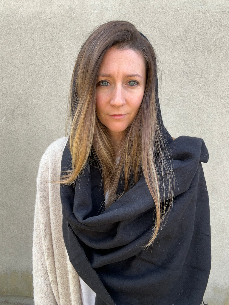 stola cotone lana carlotta neri nero